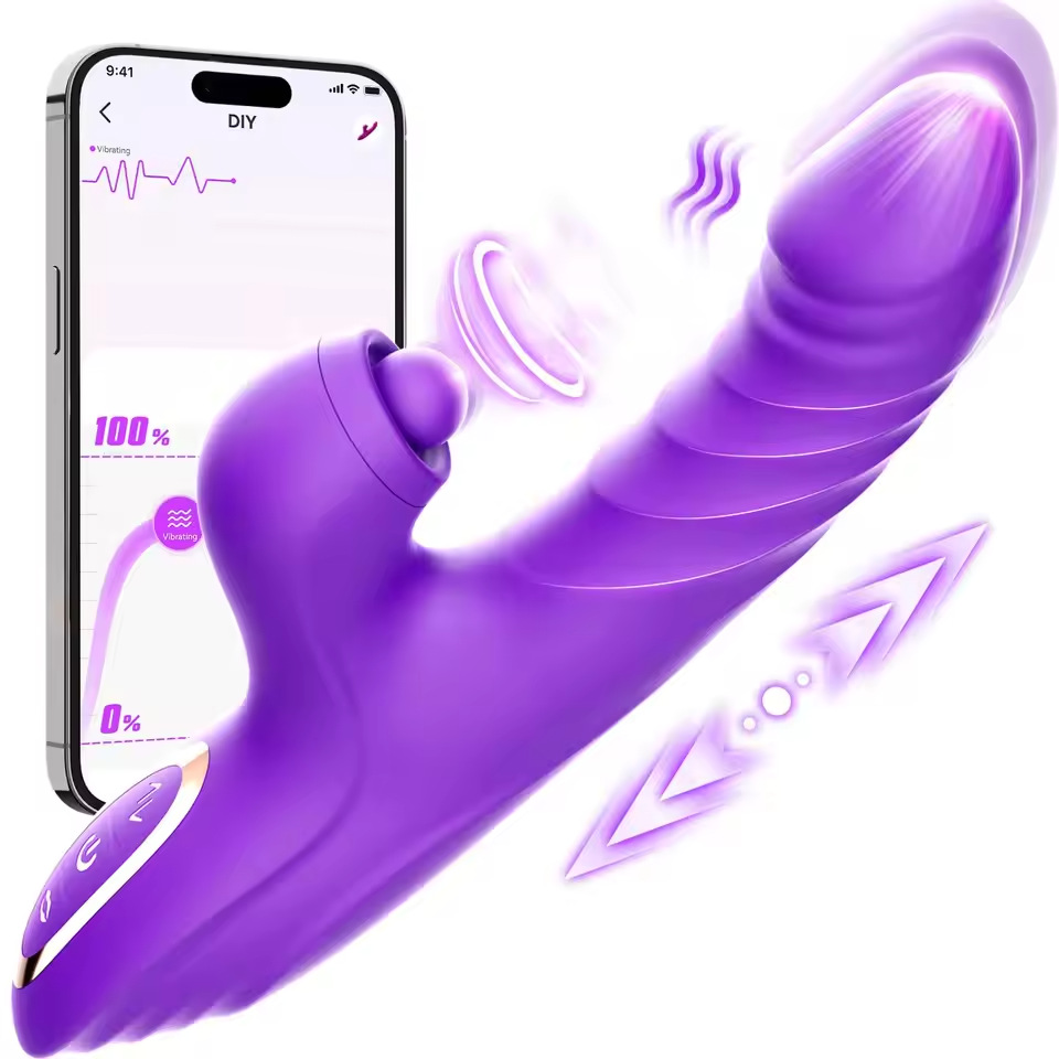 APP Control Thrusting Tapping Rabbit Vibrator Sex Toy - PL-RV0072
