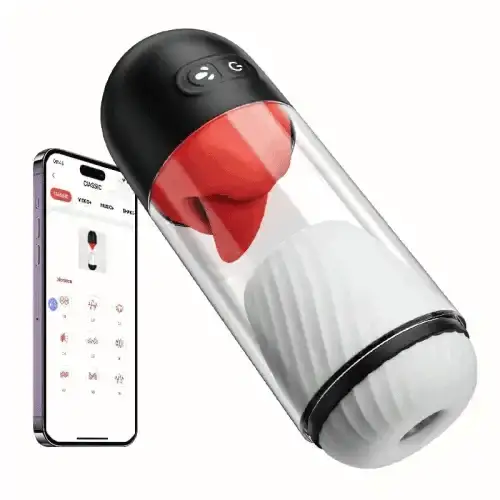 Rotating + tongue-licking men's app-controlled masturbation cup - PL-MM0041